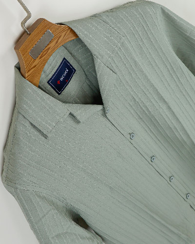 Bubble Stripe Cuban Collar Shirt